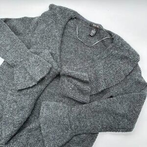 Style & Co. Wool Knit Blend Ruffle Waterfall Cardigan Sweater, Size M, Dark Grey